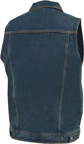 MILWAUKEE LEATHER MEN'S BLUE SNAP FRONT DENIM VEST WITH SHIRT COLLAR - SACL - Picture 2 of 6