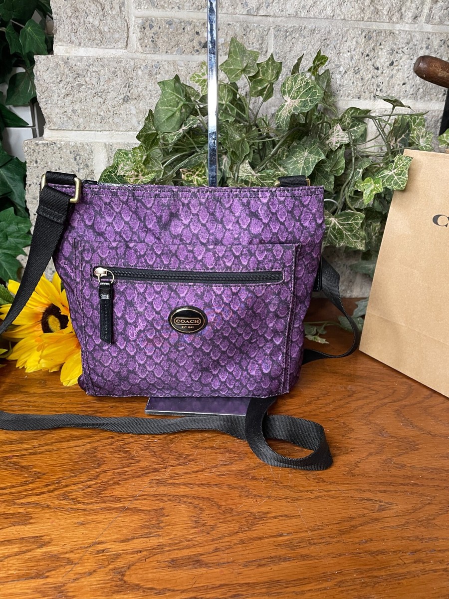 COACH GETAWAY SNAKE PRINT FILE BAG 77481 CROSSBODY SHOULDER PURSE PACKABLE