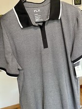 FLX Urban Commuter Mens Stretch Activewear Polo Shirt Large Heather Black