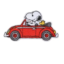 Snoopy Love Bug VW Convertible Patch, Iron On/Sew On