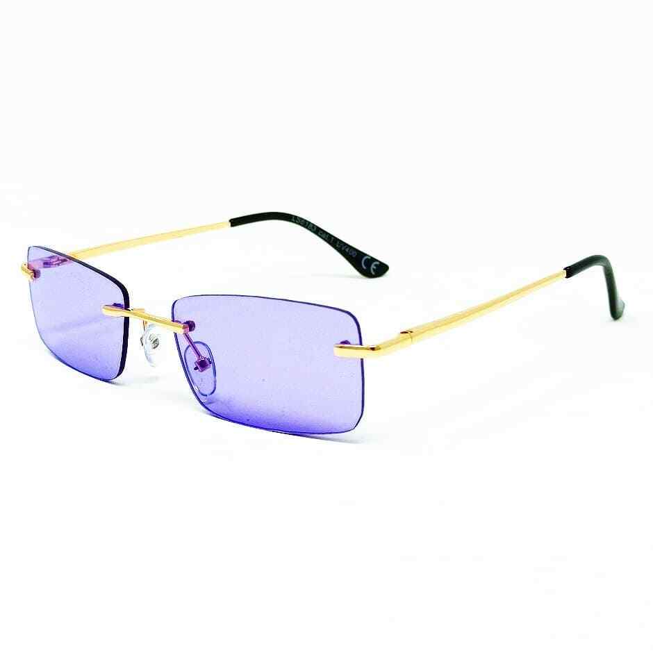 Gold Rod Slim 5 Sunglasses for Men & Women with Purple Lenses by Pif Wear-image