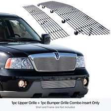 Fits 2003-2004 Lincoln Navigator Chrome Billet Front Grille Insert Combo
