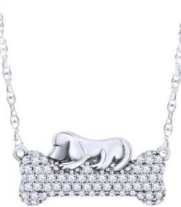 Authentic Cute Dog Dream with Bone Pendant 18" Cubic Zirconia in 925 Sterling Silver