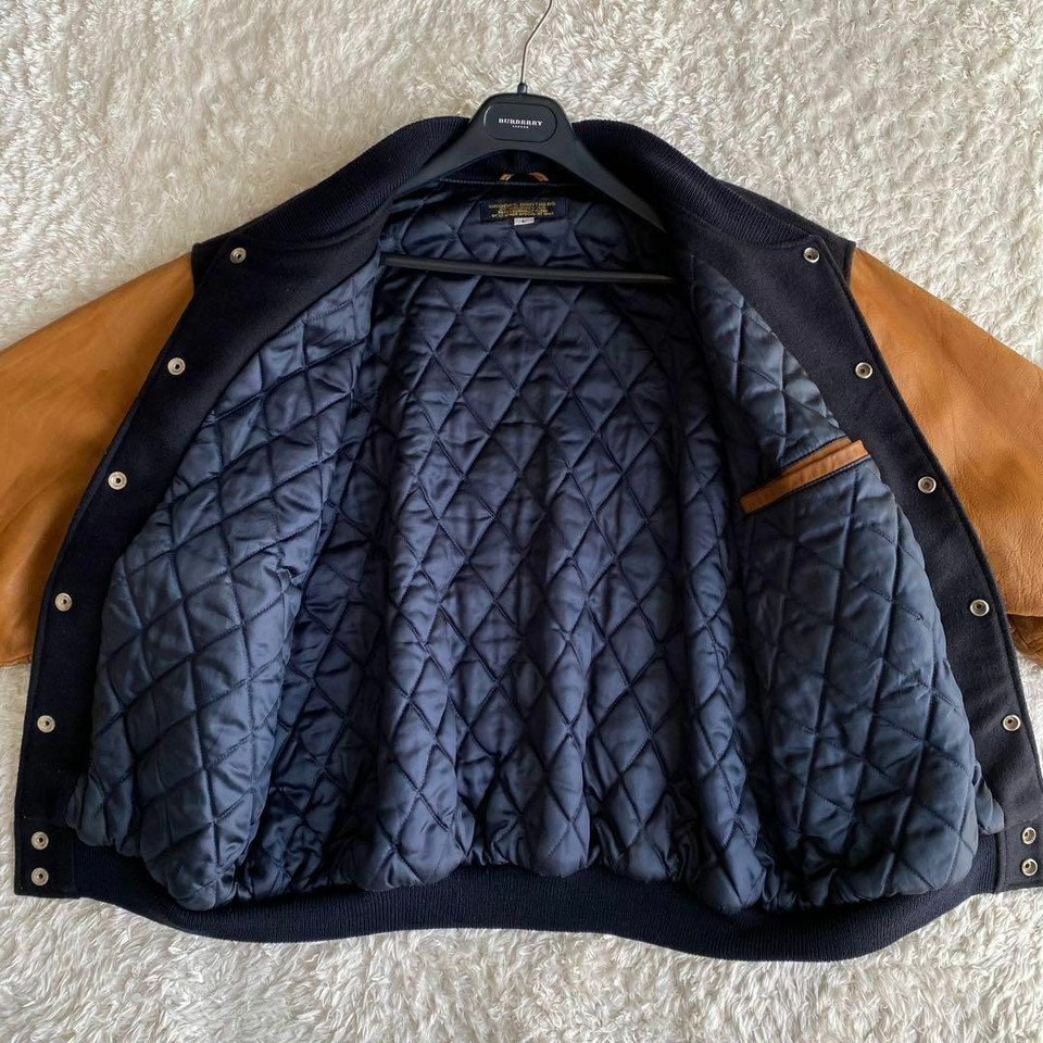 Rare 80s Brooks Brothers Varsity Jacket USA Cowhide Switching Large L