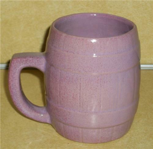 RED BUD? DUSTY DESERT ROSE FRANKOMA ADA CLAY BEER BARREL MUG POTTERY BARWARE BAR - Picture 1 of 2