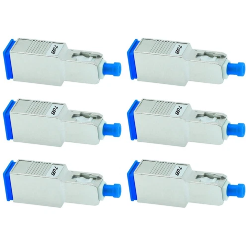 6 Pcs 7dB SC UPC Connector Fiber Optic Optical Single Mode Attenuator Metal Blue
