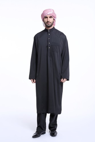 Men's Muslim Saudi Thobe Robe Islamic Kaftan Abaya Arabic Dress Dubai Clothing - Bild 31 von 45