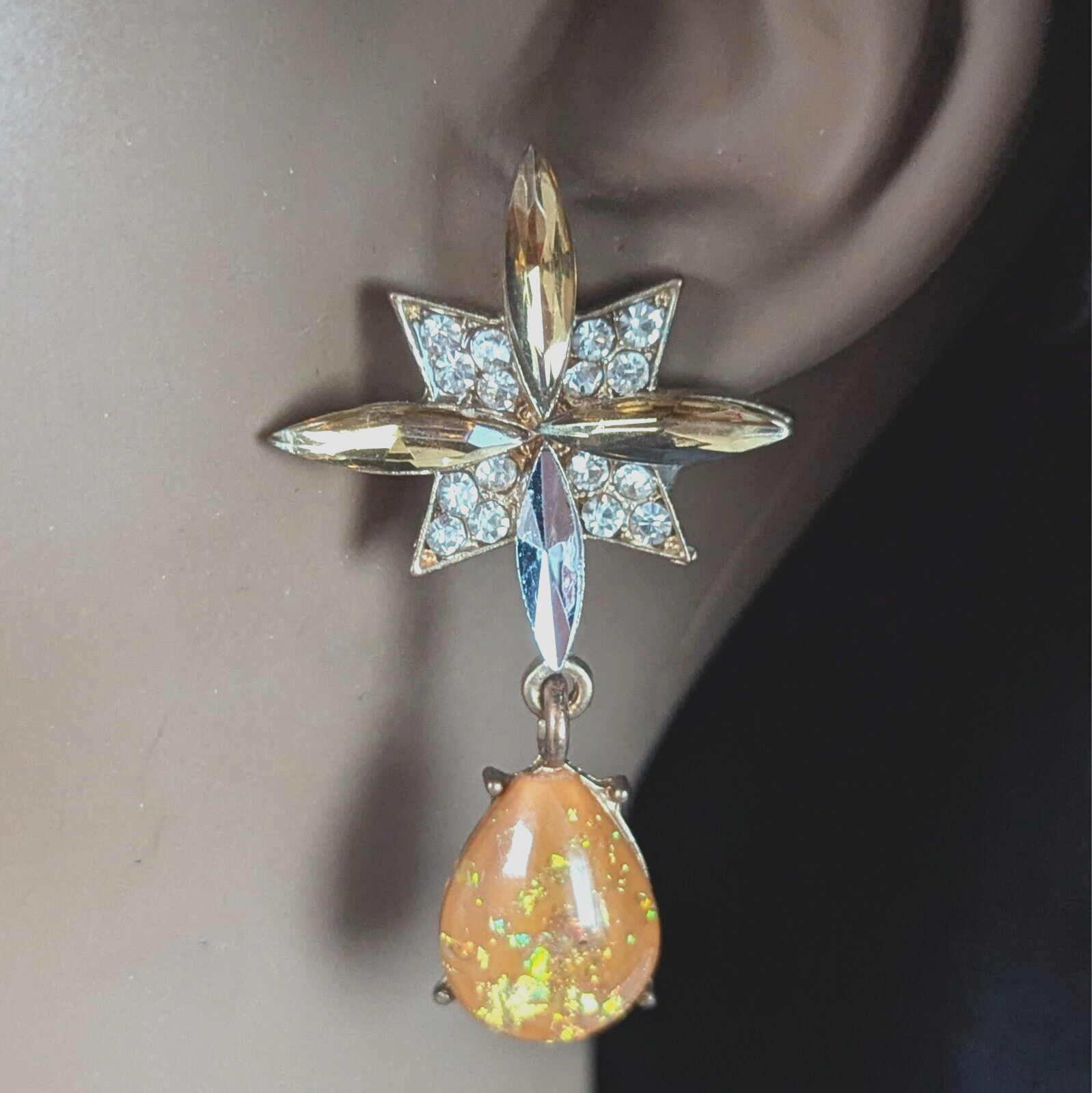 Atomic Starburst Stud Dangle Earrings Bold Celest… - image 2