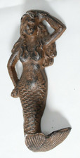 Mermaid Hook Posed Wall Beach Towel Coat Nautical Rustic Cast Iron Hanger Metal