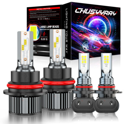 For Ford Excursion 2000-2004 4x LED Headlight Hi/Lo Fog Lights Bulbs 6500K White