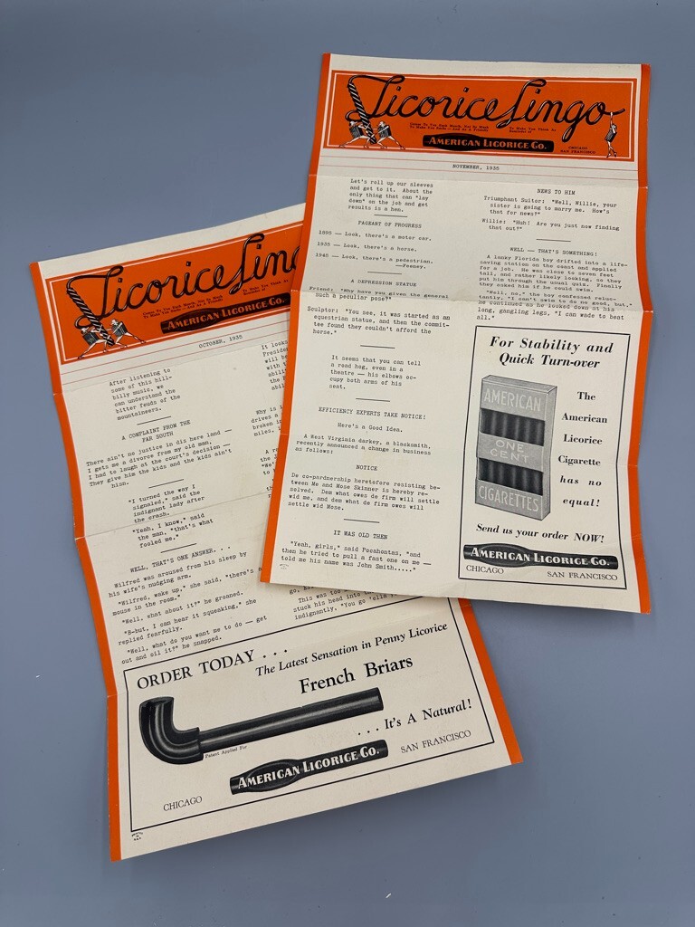 1935 AMERICAN LICORICE Co LINGO Penny CANDY ADVERTISING Vintage CIGARETTES 