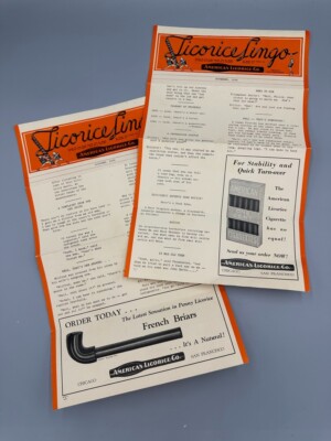 licorice cigarettes 1935 AMERICAN LICORICE Co LINGO Penny CANDY ADVERTISING Vintage CIGARETTES