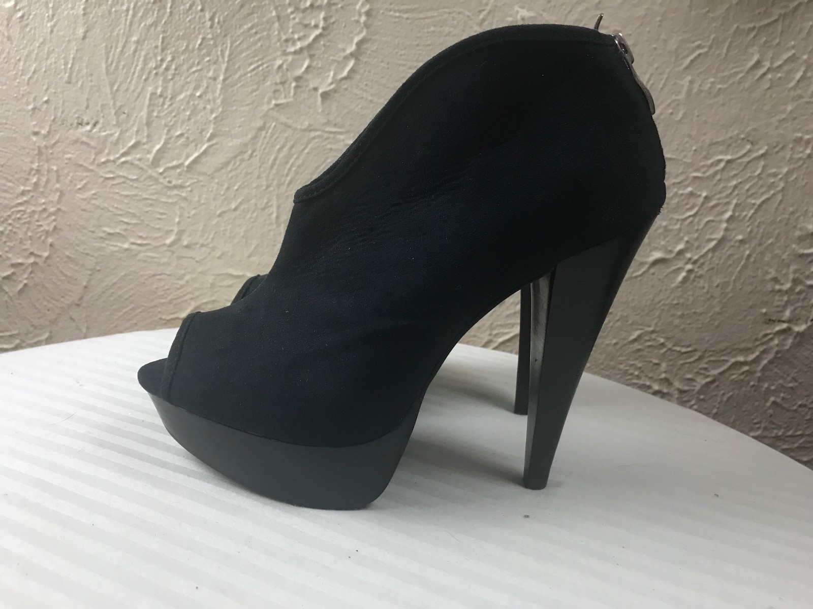 BAKERS BLACK ANKLE HIGH HEEL BOOTIES open toe WOMEN'S SIZE 6B 