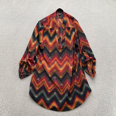 Rue 21 V Neck Pullover Tunic Blouse Top Roll Tab Sleeve in Size Medium