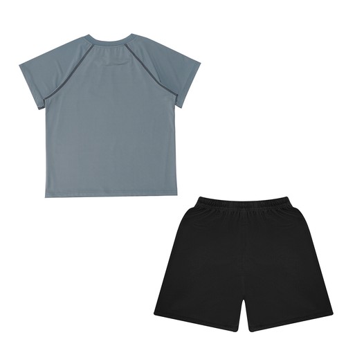 Kids Boys Suit Round Neck Outfit Football T-shirt And Shorts Set Trim Athletic - Picture 8 of 43