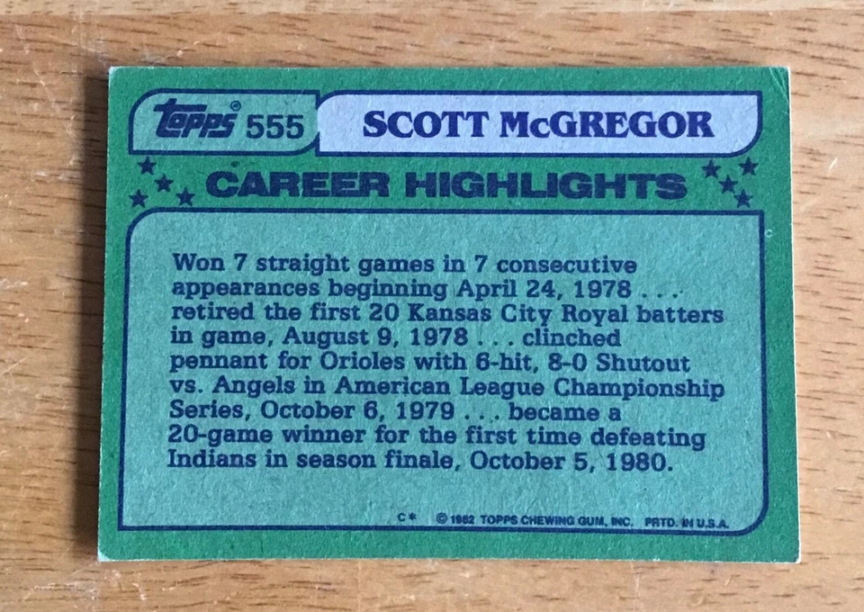 Scott McGregor Baltimore Orioles Signed Autograph 1982 Topps AS Baseball Card - Image 2 of 2