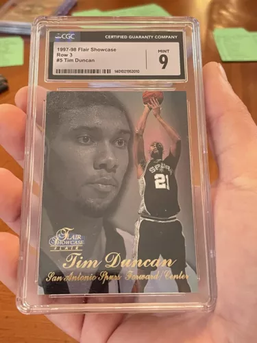 TIM DUNCAN 1997-98 Flair Showcase #5 Row 3 Rookie RC Spurs HOF CGC 9 Fresh Grade