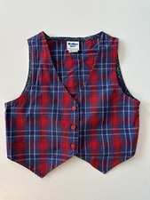 Vintage 90  s Oshkosh Bgosh Plaid Vest Kids Size 6 Boy Girl RARE Holiday