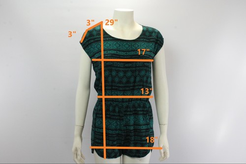 Ambiance Apparel Women's Black Green Geometric Open Back Dress Romper - Picture 11 of 11