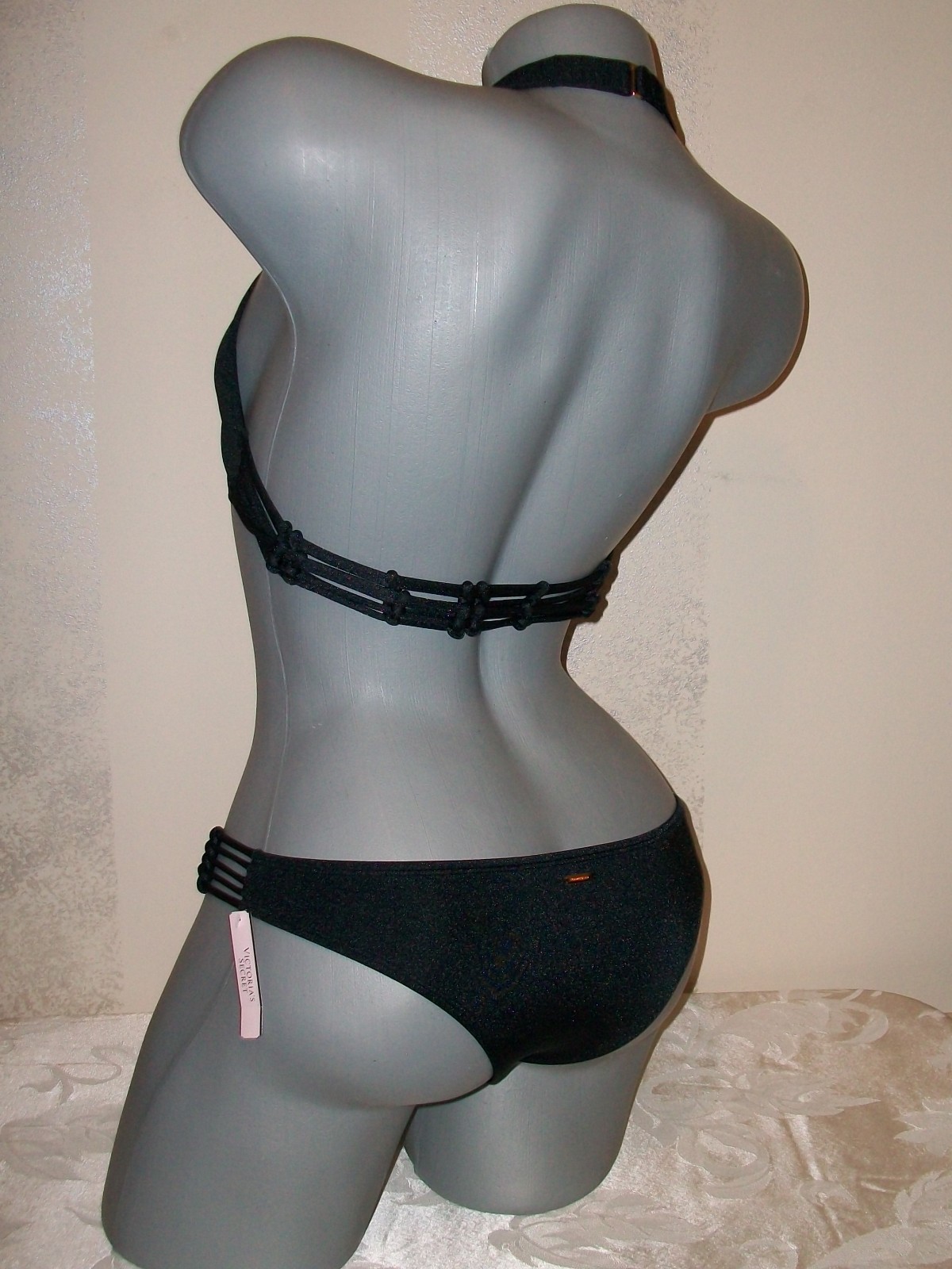 NWT Victoria Secret Black Macrame High Neck Itsy XS Swimsuit Bikini eBay