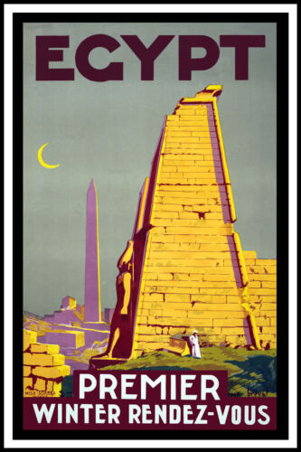 Egypt  Vintage old Travel Poster Print art canvas large painting 36" - Bild 1 von 3