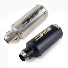 Slip-on 51mm 2" Universal Motorcycle Exhaust Muffler Pipe Tail Tips Black/Silver