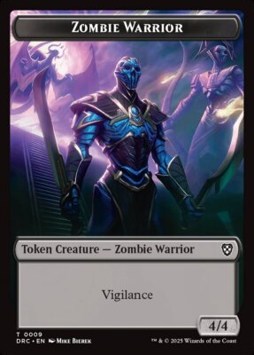 Zombie Warrior (4/4 Vigilance) MTG Token Commander ARC - Magic Card NM X4 Oketra
