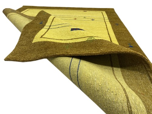 Gabbeh Teppich 100% Wolle Gold Braun Gelb Handgeknüpft 170X240 cm WR47 - Bild 2 von 6