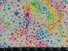 Tina Scrap 9"x21" Rainbow Star Pastel Glitter Silver Swirl Pride Cotton Fabric