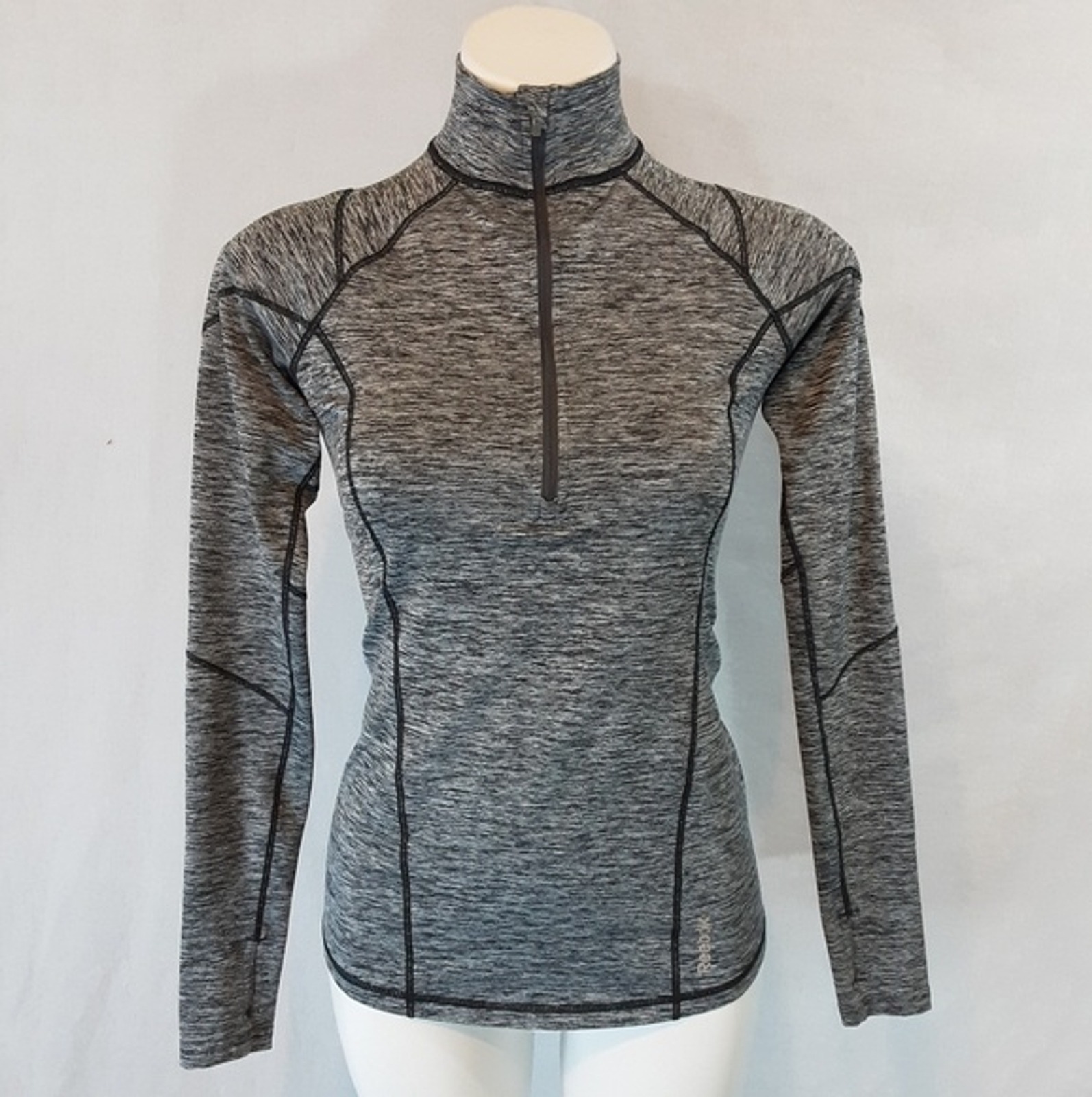 Reebok Quarter Zip Pullover Jacket Small Black Gr… - image 4