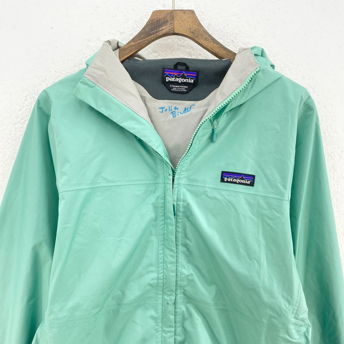 Vintage Patagonia H2 No Full Zip Hooded Mint Green Jacket Size S Women s