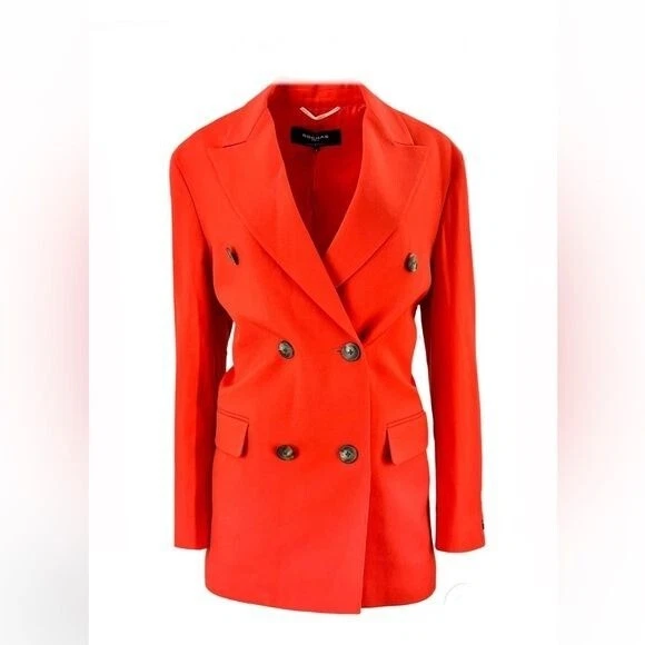 Blazer ROCHAS DOBLE BOTONADURA Mezcla Lana En Naranja IT40 US4 NUEVO CON ETIQUETAS Foto 2 de 4