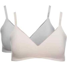 Womens Calvin Klein 2 Pack Wirefree Bra Microfiber Pink Gray Large L