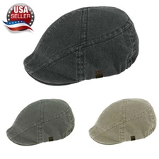 Canvas Duckbill Solid Cotton Gatsby Cap Ivy Hat Golf Driving Summer Cabbie Newsb