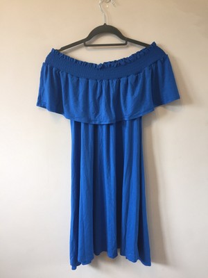 blue bardot midi dress