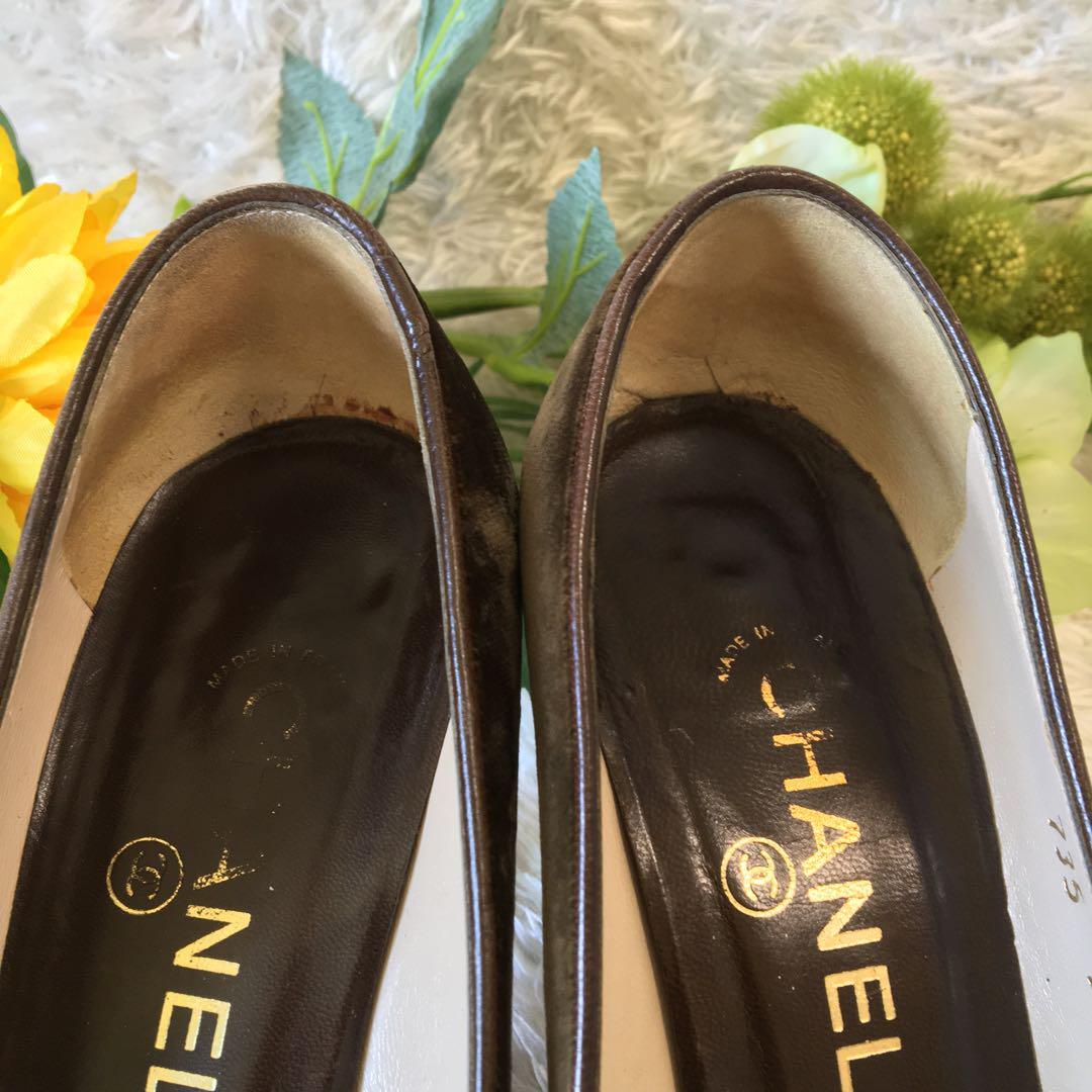 Chanel Pumps High Heel Suede Gold Bicolor Size 36 US About6 For Women thumbnail 21