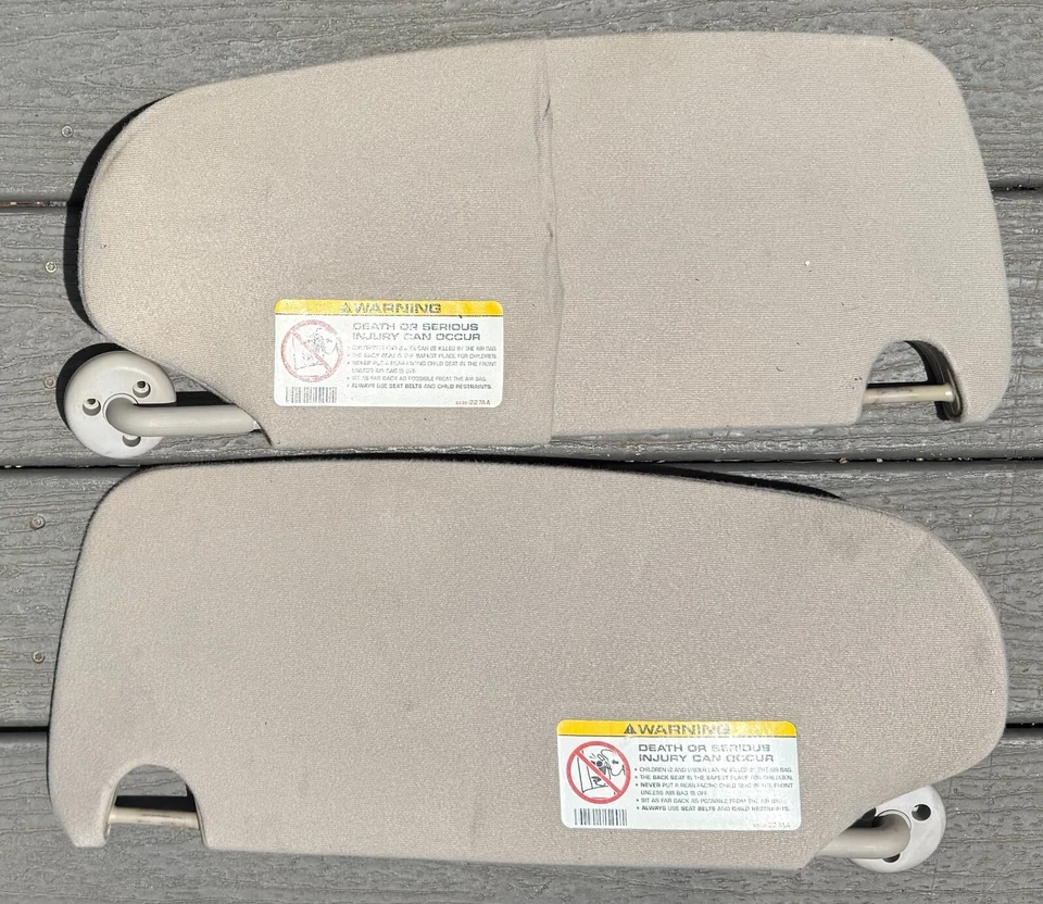 2002-2009 DODGE RAM 1500 2500 3500 Driver & Passenger Gray Sun Visors Cloth OEM — 第 2/2 张图片
