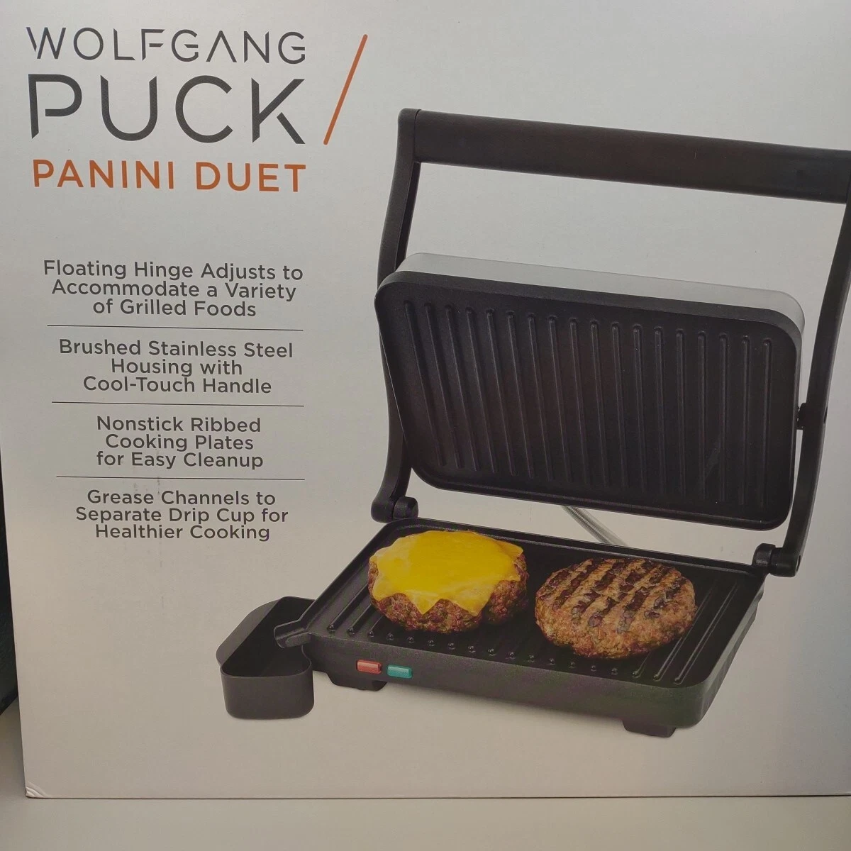 Wolfgang Puck Panini Duet Nonstick Stainless Steel Panini Maker New in Box