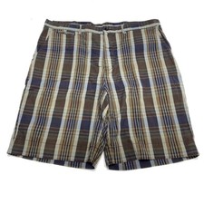 VTG POLO Ralph Lauren Button Shorts 38 Plaid Brown Casual Mens