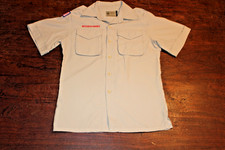 Boy Scouts of America BSA Youth Shirt Tan Large Vented Poly Microfiber Plain