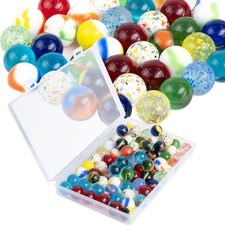80 Pieces Glass Marbles, 16mm Colorful Marbles with Transparent Box for Vase De