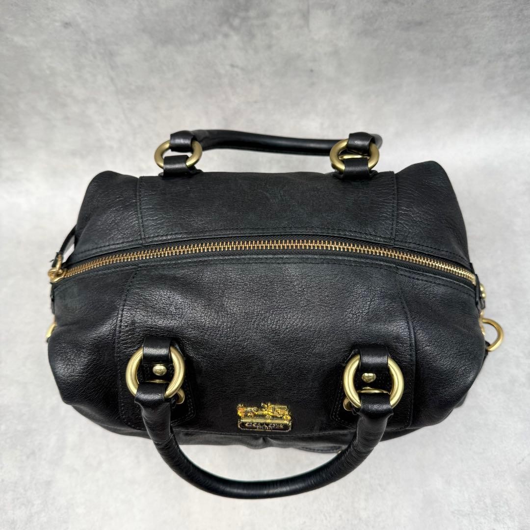 バッグ COACH Madison Sabrina 2Way Satchel Bag COACH Madison Sabrina 2Way Black Leather Handbag Boston Used in