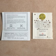 Biglietti Assistenza Tecnica Vintage per collezionisti Orologi Omega Zenith Mond