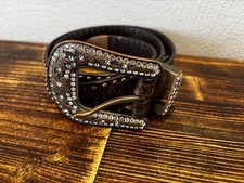 Western Women's Leather Belt with Rhinestones