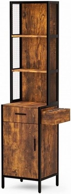 Wall Mount Barber Salon Station Hair Styling Storage Cabinet with Dryer Holder