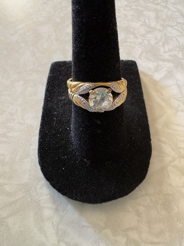 14KT Yellow Gold With Band Electroplate Lindenwold Cubic Zirconia 5 1/2