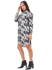 Bewakoof Women's All Over Printed Oversized Fit Full Sleeve Collar Cotton Twi...