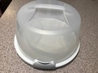 Wilton large round plastic clear white cake carrier with handle never used — photo 8