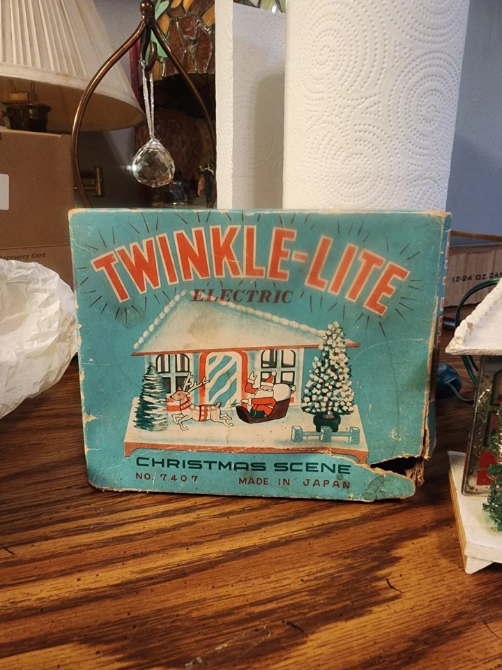 Escena de Navidad Eléctrica de Japón Twinkle-Lite Años 50 RARO RARO, Caja Original MCM Foto 3 de 4