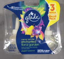 3pk Glade PlugIns Enchanted Floral Garden Scented Oil Air Refills Limited
